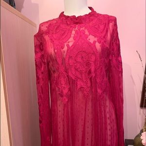 Free people Fuschia/Lace dress XS